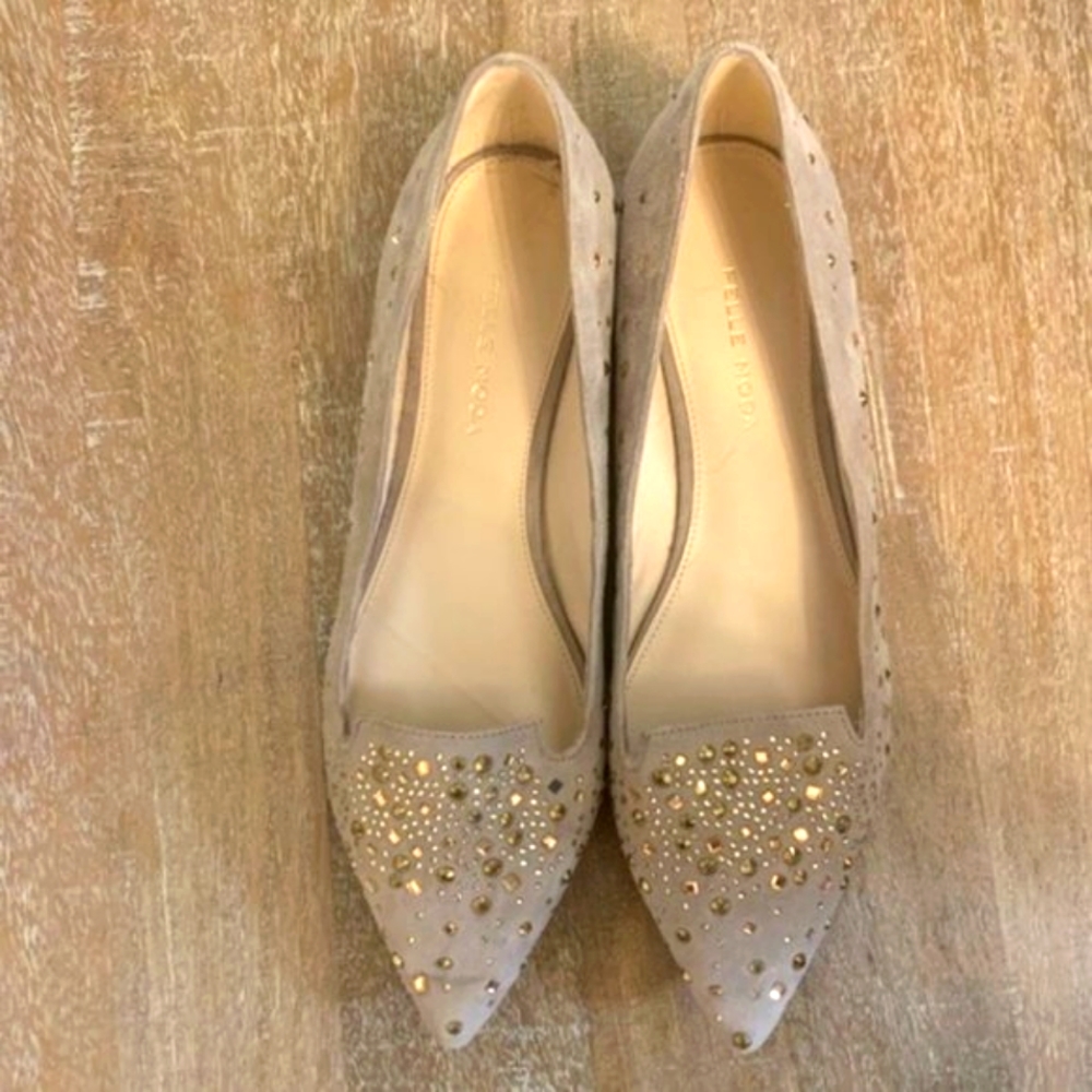 Pelle Moda Gold Studded Taupe Flats